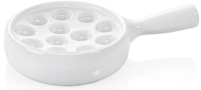 Piatto in porcellana con manico per 12 Escargot